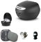 farbrothersonline Kompatibel mit Vespa GTS 300 Koffer, Koffer Shad 26 l, schwarz+Secure LOCK System+Gepäckträgerplatte für Integralhelm, Jet-Modular, universal