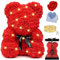 POWZOO Rosenbär Geschenke für Frauen,Rose Teddybär 25cm,Rot Rosenblumenbär mit Lichtern und Geschenkbox,Einzigartige Geschenke für Muttertag,Jubiläum,Hochzeiten,Valentinstagsgeschenk.