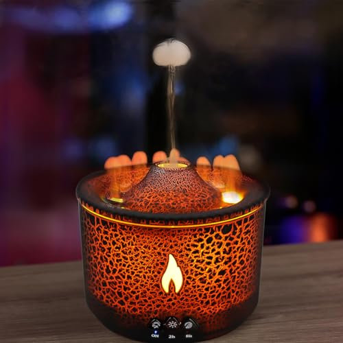 MKURKYTI Volcano Humidifier, 360ml Aromatherapy Machine, Jellyfish Mist Humidifier for Bedroom, Pulsating/Continuous Modes, Dual Night Light Color with Remote Control, XXJ2023