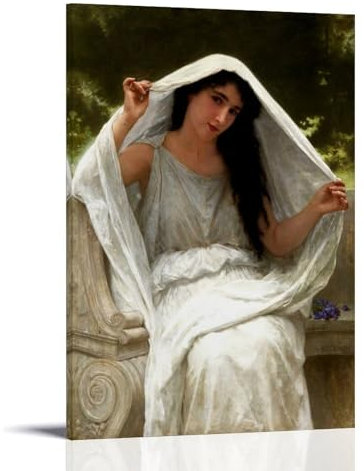 ALLDDSEA Impression sur toile William Adolphe Bouguereau Peintre Œuvre d'art (voile Le voile) - Décoration murale pour salon, chambre à coucher - 60 x 90 cm