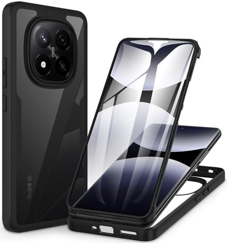 CENHUFO Hülle für Xiaomi Redmi Note 14 Pro 5G / Note 14 Pro Plus 5G / Note 14 Pro+, 360 Grad Handyhülle mit Eingebautem Displayschutz, Stoßfest Panzerhülle Outdoor Cover Case Schutzhülle - Schwarz