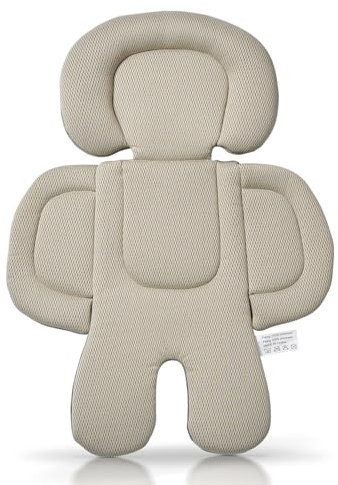 Innokids Säuglings Autositz Einsatz, Neugeborener Kopf-Stützkissen und Körper-Stützkissen für Babys Anzug für Baby-Autositze und Kinderwagen (Beige und Grau)
