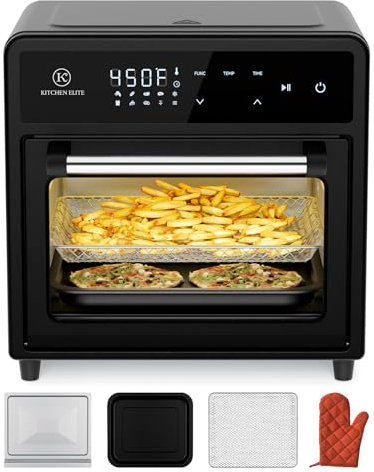 Kitchen Elite] Luftfritteuse für Toastbackofen, 10-in-1, 12,6 QT XL, Edelstahl, Konvektionsbackofen, ungiftig, zum Backen, Braten, Aufwärmen, Grillen, Dörren, mit Display