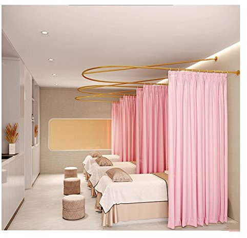 Raumteiler, halbtransparente Vorhänge, an der Wand montierte geformte Schienenstange, für Wohnzimmer, Bauernhaus-Stangentasche, filternde Fenstervorhänge für Schlafzimmer, Far