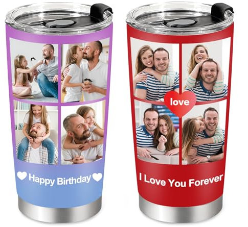 Greatabox Personalised Travel Mug With Photo Text - Father's Day Gifts for Dad, Grandad From Daughter, Wife, Son - Best Dad Ever Customised Mug With Pictures