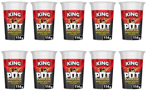 Kiing Pot Noodle Bombay Bad Boy 114g - The Lid And Pot For These Delicious Instant Noodles Are Both Recyclable - Pack of 10 x 114g