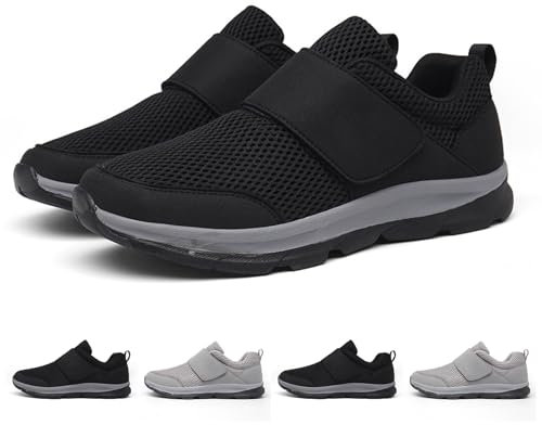 GYCF Chaussures Orthopédiques pour Femmes,Extra Larges Chaussures De Marche pour Personnes Âgées,Ajustables Chaussures pour Pieds Gonflés Edema Swollen,Noir,40EU