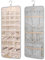 bagsmart Dual-sided Jewellry Organizer Hanging with Metal Hooks,40 Pockets and 3 Wave-Shaped Hooks,Jewelry Roll for Earrings,Necklaces,Rings on Closet,Wall,Door,1 Piece,Extra-Large,Grey