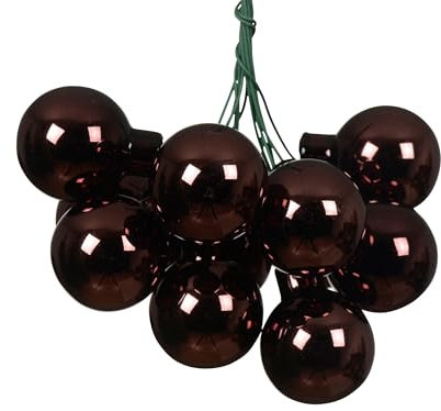 Kaemingk Weihnachtskugeln am Draht Glas 2cm x 12 Stück Spiegelbeeren glänzend - kleine Dekokugeln - Christbaumschmuck & Weihnachtsdeko - Schwarze Trüffel