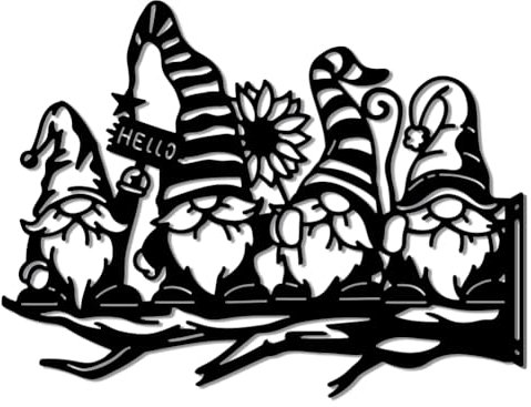 WADORN GNOME Nain Silhouette Piquet Jardin Statues en Fer, Gnomes Panneaux Nains Silhouettes Décoration Piquet Extérieure Artistique Décoration pour Patio Extérieur Pelouse Allée Ornements