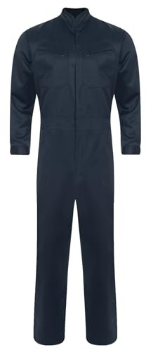 Linjinx Herren 100% Baumwolle Overalls Ganzkörper Bodysuit Mehrere Taschen Arbeitsoveralls Jumpsuit Schutzoverall Arbeits Uniformen Arbeitsanzug Navy blau S