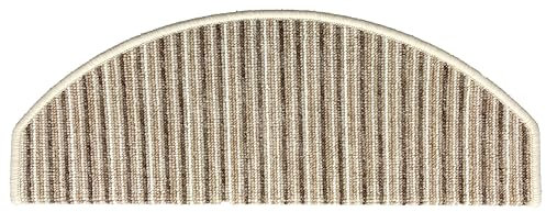 oKu-Tex Stufenmatten, Nadelfilz, Stufenmattenset 15 teilig Rimini, halbrund, 65 x 24 cm, mit Winkelschiene, selbstklebend, Mehrfarbig, beige, Flachgewebe