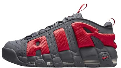 Nike Herren AIR More Uptempo Low Schnürschuhe, DKGREYLTCRIMSON-MTLCSILVER, 43 EU