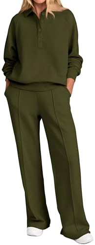 PRETTYGARDEN Damen Pc035 Sweatsuit mit Knöpfen