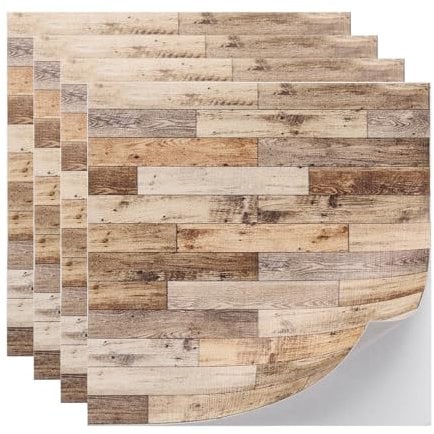 CoCud Dollhouse Flooring, 3.94 Square, PU Self Adhesive Miniature Dollhouse Wood Flooring Peel and Stick - (Applications: for Dollhouse Decoration), 4-Pieces