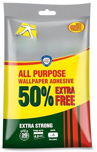 AMK® All Purpose Wallpaper Adhesive Paste Hangs up to 4.5 Rolls Value Pack Powder Flakes Mixes Easy Lump Free Strong Bond with Fungicide Protection for Lining Vinyl Washable Embossed Papers Decorating
