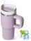 ZAKVOP Mug Isotherme avec Paille, 410ml Tasse Isotherme avec Poignée et Couvercle, Gobelet Isotherme chaude et froide, Travel Mug Tumbler Cafe Isotherme (Violet clair)