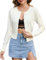 Aottori Women's Cardigans Button Down Knit Cardigan Sweater Ladies Long Sleeve Crew Neck Short Bolero Shrugs for Dresses White L