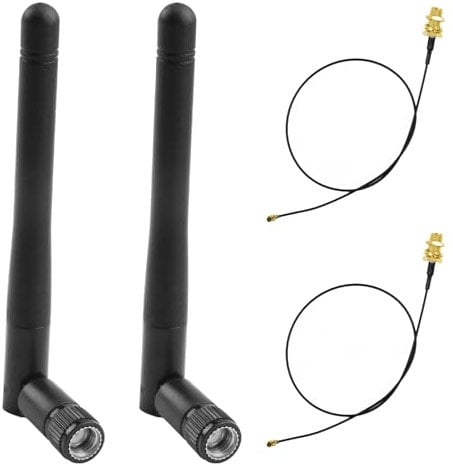 2 Piezas Antena WiFi Doble Banda 8dBi con RP-SMA Macho y Cable de Extensión IPX U.FL MHF4 a RP-SMA Hembra 32cm para Tarjeta de Red Inalámbrica M.2 NGFF AX200NGW 8265NGW 7265AC 9560AC Adaptador