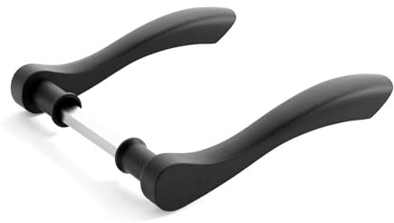 ARCO · Juego de Manillas para Puerta sin Roseta ni Placa – Acabado Negro Mate | Estilo Curvo con Cuadradillo Incluido