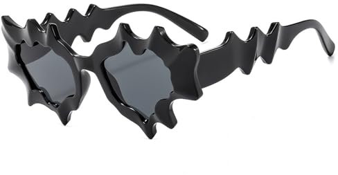 AYBIOSD Y2K Sonnenbrille Frauen Männer Retro Rave Brille Unregelmäßige Punk Sonnenbrille Coole Brille Perfekt Für Rave Partys,Schwarz