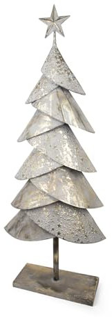 Riffelmacher Deko Weihnachtsbaum mit Stern | Metall Gold Antik matt | 37,5×12,5×88,5 cm | Elegante Weihnachtsdeko stehend | 12586