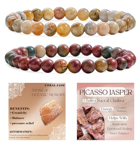 Bivei 3-teiliges Perlenarmband Damen Handgefertigter Naturstein Heilsteine Edelstein Perlen Armband, Yoga, Meditation, Schutz Geschenk