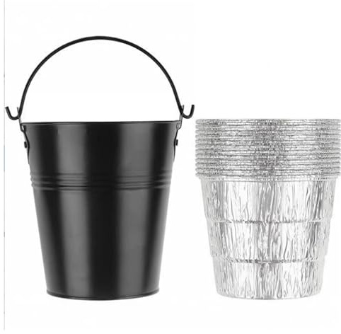 Generic Fetthink, 12 Pack Fettfoder och 1 Förpackning Dropp Hink, Engångs Aluminium Droppfack Foder Grilla Reservdelar, Grilltillbehör för Traeger -serie och Pit