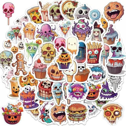 50 pcs Halloween Stickers for Kids,Cute Pumpkin Party Funny Stickers, for Water Bottle,Laptop Adults Teens Waterproof Vinyl Sticker - Party Favors,Holiday Decorations