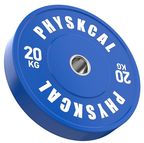 PhysKcal Farbige IWF Bumper Plates, Ø50 mm Olympic Hantelscheiben | Ideal für Weightlifting. Geringe Rückprallkraft. Hochwertiger Gummi. Perfekt für das Fitnessstudio und Wettkämpfe.