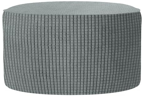 sourcing map Ottomenbezug, passend für 76–104 cm / 29.9in-40.9in | Runder Jacquard-Ottomen-Schonbezug mit elastischen, dehnbaren Fußstützen-Hockerbezügen für Möbelschutz