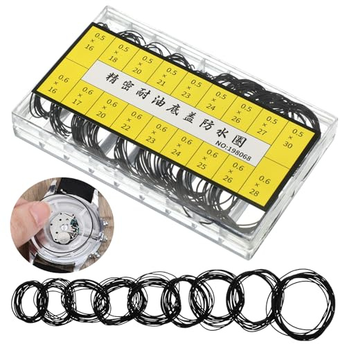 Matwsec 200 Stück Uhrendichtungen Set, Watch Gaskets, Uhr Dichtungsringe | 0.5/0.6, 16-30 Mm, Verschiedene Gummidichtung O-Ring, für Uhrmacher Reparatur Werkzeuge Zubehör