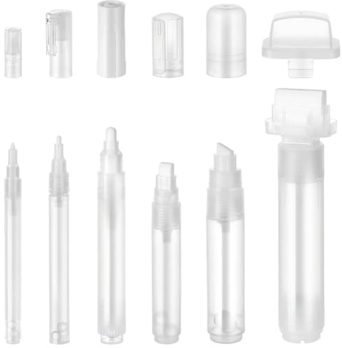 Generchin 6 Pièces Ensemble de Marqueurs Graffiti Marqueur de Peinture Rechargeable Transparent 11/13,5/17/18,5/24/46,5 mm Ensemble de Marqueurs Vides