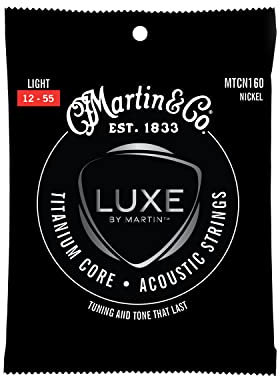 MARTIN Cuerdas para guitarra acústica Luxe By Martin Titanium Core, níquel, Custom Light 11-52 (MTCN160)