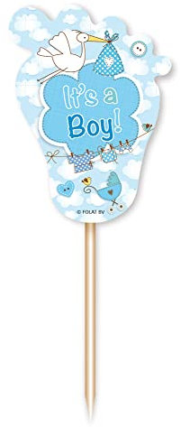Folat 63634 - Cocktail Picker - Geburt Junge - blau - 24 STK.