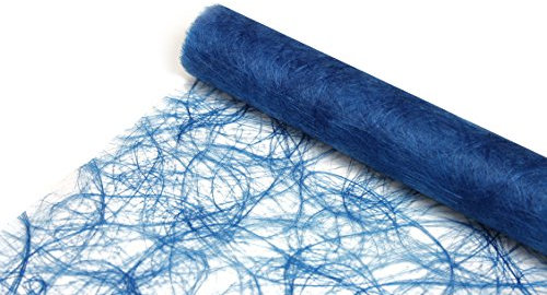 Sizoweb Runner da tavolo, rotolo da 25 metri + 100 diamanti decorativi, Poliestere, Mittelblau, 30cm Breite