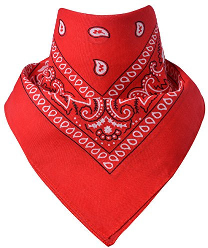 Miobo Bandana, Kopftücher, Halstücher, Halsband, 100% Baumwolle, Paisley Rot 55x55cm