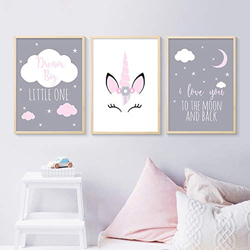 Nordic Ideas 3er Set Bilder Kinderzimmer Tiere Giraffe Zebra Katze Poster Deko Babyzimmer Jungen Mädchen Geschenk für die Babyparty ohne Bilderrahmen NPTWC001-S