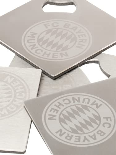FC Bayern München Metalluntersetzer mit integriertem Flaschenöffner 4er-Set Untersetzer FCB