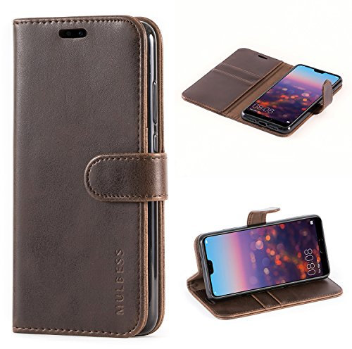 Mulbess Retro Handyhülle für Huawei P20 Hülle Leder, Handmade Magnetische Klapphülle mit TPU Stoßfeste, Kartensteckplatz, Vintage Kaffee Braun