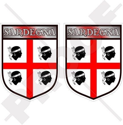 SARDINIEN Sardinischer Schild ITALIEN Sardinien Italienisch 75mm Auto & Motorrad Aufkleber, x2 Vinyl Stickers