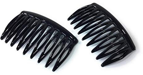 2 x Mini-Einsteckkamm ca. 5,2 x 3 cm schwarz Spaltzahn Steckkamm made in France (510S)