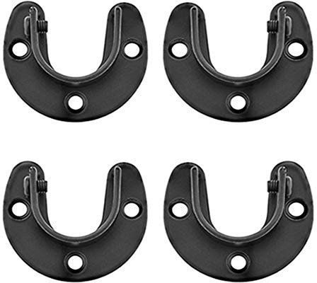 FYTRONDY Support de tringle de placard en acier inoxydable 3,8 cm, support de douille ouvert en forme de U, support de tringle à rideau de douche, support de fixation pour embouts,(Noir)