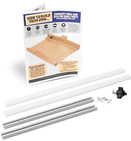 Fulton DIY Tischsägen-Kreuzschnitt-Schlitten-Set mit 2 UHMW-Stangen, 2 Aluminiumschienen, 1 Knauf und 1 Schraube zusammen mit farbiger Anleitung (evtl. nicht in deutscher Sprache)