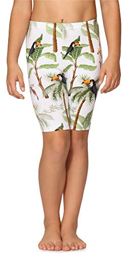 Merry Style Mädchen Kurze Leggings MS10-406(Weiß/Palmen/Tukane,140)