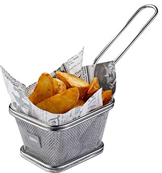 GEFU Mini-Servierkorb BBQ klein – Edelstahlkorb zum stilvollen Servieren von Pommes, Nuggets & Gemüse | Für Tisch & Grill | Spülmaschinengeeignet