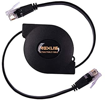 REXUS Câble réseau Ethernet plat rétractable Cat 6 de 10 m avec connecteur RJ45 pour Xbox, PS4, routeur, modem, jeu, commutateur (C6R10)