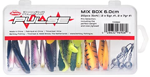 Berkley Pulse Shad Mixbox Boîte de Leurres Souples avec Têtes Plombées pour la Pêche des Carnassiers en Eau Douce, Brochet, Perche