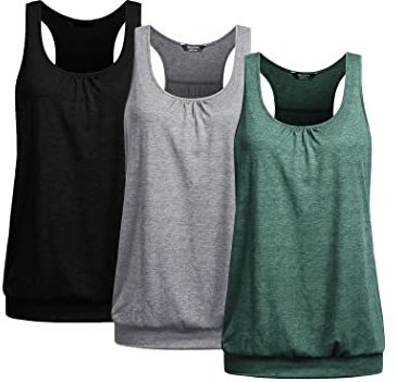 UNibelle Débardeur de Yoga pour Femme Respirant Débardeur de Sport Débardeur de Sport sans Manches Haut de Fitness Dos Nageur Trois Pièces, Lot de 3_ Noir/Gris Clair/Vert Bouteille, M