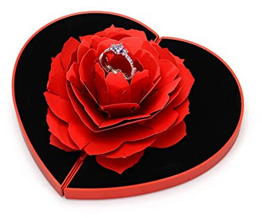 3D Dreidimensionaler Rose Ringschachtel Ring Box Rose Blume Valentinstag Rose Ringschachtel Schmuckschatullen Geschenkbox Ehering Box Schmuckkästchen fürRing Halskette Anhänger Hochzeit Verlobungsring